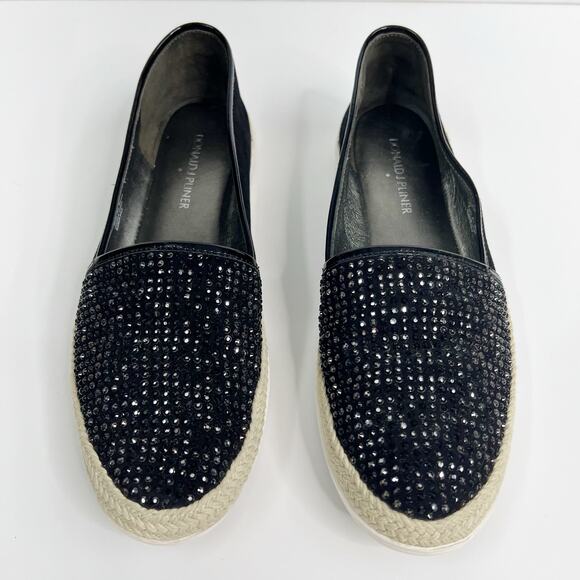 DONALD J PLINER Loafer Pizasp Rhinestone Slip On Espadrille Sneaker Black Size 8 - Picture 3 of 11